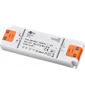 Goobay LED Transformer 12 V (DC)/30 W, 30 W, orange-white, Standing Box - 12 V DC for LEDs up to 30 W total loadDC curre