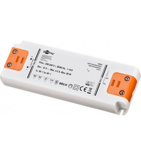 Goobay LED Transformer 12 V (DC) / 50 W, 50 W, orange-hvid, Standing Box - 12 V DC til lysdioder op til 50 W samlet bela