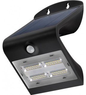 Goobay LED solar wall light with a motion sensor, 3.2 W, black, Standing Box - Lighting solution for entrances, carport