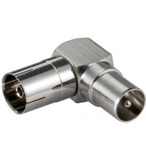 Goobay Coaxial angle adapter: Coaxial female > Coaxial male 90°, Dust protection Bag - metal