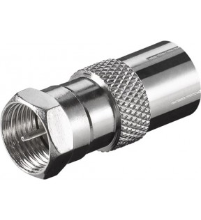 Goobay F-adapter: F male > Coaxial female, zinc, Dust protection Bag - zinc