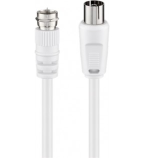 Goobay SAT/Antenna adapter cable (<70 dB), 2x shielded, 2.5 m, white, Dust protection Bag - F male > Coaxial femal