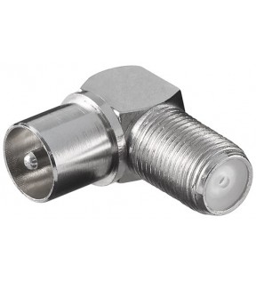 Goobay Angle adapter: F female > Coaxial male 90°, Dust protection Bag - zinc