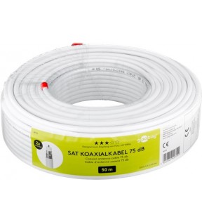 Goobay 75 dB coaxial antenna cable, 2x shielded, 50 m white, Cable coil - for digital Satellite- and CATV-cable systems,