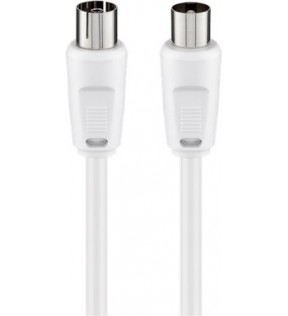 Goobay Antenna cable (80 dB), 2x shielded, 2.5 m, white, Dust protection Bag - Coaxial male > Coaxial female (fully s