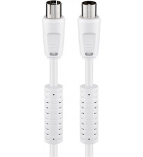 Goobay Antenna cable with ferrite (80 dB), 2x shielded, 10 m, white, Dust protection Bag - Coaxial male > Coaxial fem