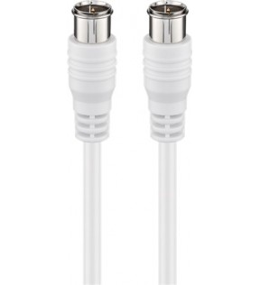 Goobay F-Quick SAT-antennekabel (80 dB), 2x afskærmet, 2,5 m, hvid, Støvbeskyttelsespose - F han (Quick)> F han (Qu
