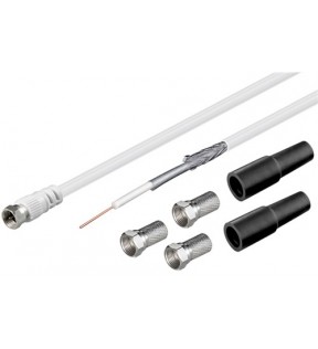 Goobay 100 dB Coax Antenna Cable Kit, 10 m, Standing Box - 2 shielded LNB connector cables with F-connectorsespecially w