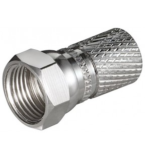 Goobay Twist-On F plug 7.3 mm, copper, Dust protection Bag - copper-nickel, big nut