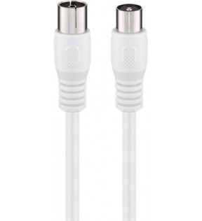Goobay Antenna cable (class A+, >95 dB), 3x shielded, 10 m, white, Dust protection Bag - Coaxial male > Coaxial fe