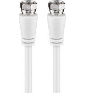 Goobay SAT antenna cable (class A+, >95 dB), 3x shielded, 1.5 m, white, Dust protection Bag - F male > F male (ful