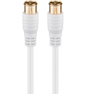 Goobay F-Quick SAT antenna cable (80 dB), 2x shielded, 5 m, white, Dust protection Bag - gold plated, F male (Quick) &gt