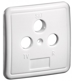Goobay 3 holes cover plate for antenna wall sockets, white, Dust protection Bag - one-piece cover plate with screw