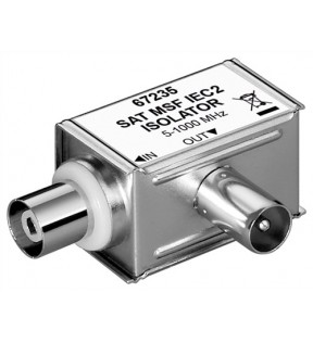 Goobay Jordafbryder, galvanisk separator, Støvbeskyttelse Taske - koaksialstik> koaksialstik, vinklet version galvan