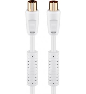 Goobay Antenna cable with ferrite (80 dB), 2x shielded, 3.5 m, white, Dust protection Bag - gold plated, Coaxial male &g