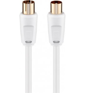 Goobay Antenna cable (80 dB), 2x shielded, 1.5 m, white, Dust protection Bag - gold plated, Coaxial male > Coaxial fe