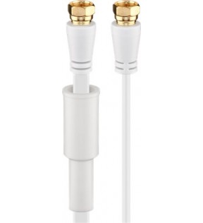 Goobay Flat SAT antenna cable (80 dB), 2x shielded, weatherproof, 7.5 m, white, Dust protection Bag - gold plated, F mal
