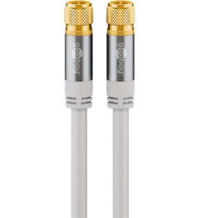 Goobay SAT antenna cable (135 dB), 4x shielded, 10 m, white, Plastic bag - gold plated, F male > F maleinner conducto