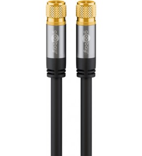 Goobay SAT antenna cable (135 dB), 4x shielded, 1 m, black, Plastic bag - gold plated, F male > F maleinner conductor
