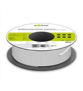 Goobay 120 dB coaxial antenna cable, 4x shielded, CCS, white, 100 m, Cable Reel - for highest standards of digital SAT- 