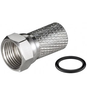 Goobay Twist-On F plug 7.0 mm, copper, Dust protection Bag - copper-nickel, big nut, water-repellent