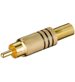 Goobay RCA plug, black, Dust protection Bag - gold-plated with cable protectorfor cable ø 7 mmproduct is only suitable 