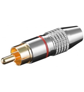 Goobay RCA plug, red, Dust protection Bag - metal version with gold plated contactsfor cable ø 6.5 mmproduct is only su
