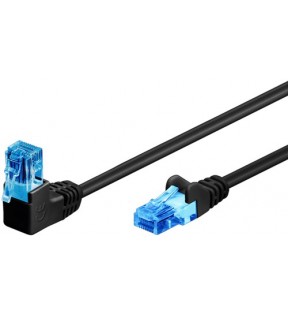 Goobay CAT 6A patchcable 1x 90 ° vinklet, U / UTP, sort, 3 m, Støvbeskyttelsespose - lås på toppen, CCA kobberblandi