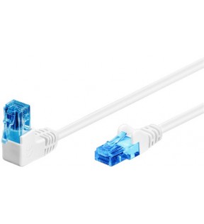 Goobay CAT 6A patchcable 1x 90 ° vinklet, U / UTP, hvid, 0,5 m, støvbeskyttelsespose - lås på toppen, CCA kobberblan