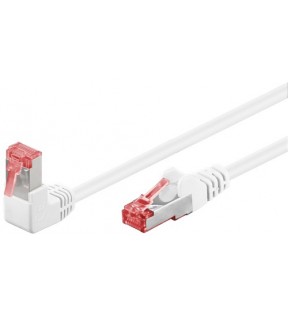 Goobay CAT 6 patchcable 1x 90°angled, S/FTP (PiMF), white, 0.25 m, Dust protection Bag - latch on top, LSZH halogen-fre