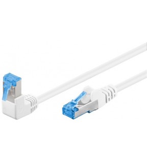 Goobay CAT 6A patchcable 1x 90°angled, S/FTP (PiMF), white, 0.5 m, Dust protection Bag - latch on top, LSZH halogen-fre