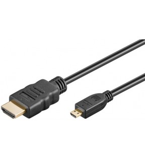 Goobay Series 2.0 High Speed Micro HDMI™ Cable with Ethernet (4K/60Hz), 2 m, black, Dust protection Bag - HDMI™ male