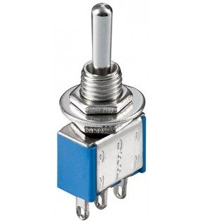 Goobay Toggle Switch Miniature, ON - OFF - ON, 3 Pins, Blue Housing, Dust protection Bag - ideal for DIY or modelmakingT