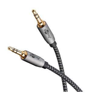Goobay Plus Audio Connection Cable AUX, 3.5 mm Stereo, 1 m, Sharkskin Grey, black-silver, Plastic bag - 3.5 mm male (3-p