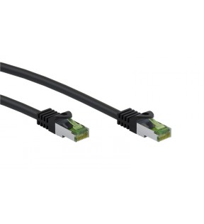 Goobay GHMT-certified CAT 8.1 S/FTP Patch Cord, AWG 26, black, 1 m, Cable Tag - copper conductor, LSZH halogen-free cabl