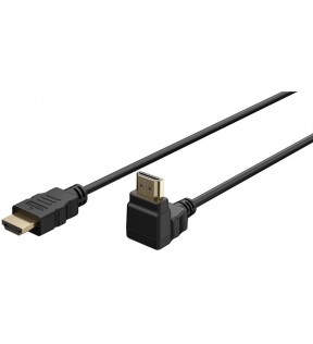 Goobay Series 2.0 High Speed HDMI™ 90° Cable with Ethernet, 1 m, Black, Dust protection Bag - HDMI™ connector male 