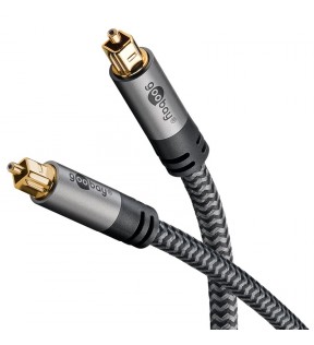 Goobay Plus TOSLINK Cable, 10 m, Sharkskin Grey, black-silver, Plastic bag - Toslink male > Toslink maleTOSLINK cable