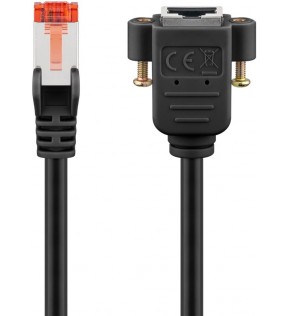 Goobay CAT 6 Extension Cable, S/FTP (PiMF), black, Dust protection Bag - copper conductor (CU), halogen-free cable sheat