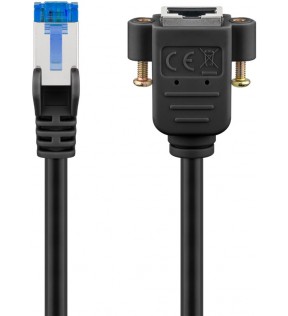 Goobay CAT 6A Extension Cable, S/FTP (PiMF), black, Dust protection Bag - copper conductor (CU), halogen-free cable shea