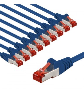 Goobay CAT 6 Patch Cable S/FTP (PiMF), 1 m, blue, Set of 10, Dust protection Bag - copper conductor (CU), halogen-free c