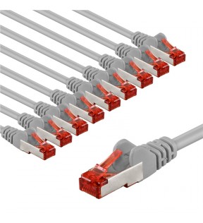 Goobay CAT 6 Patch Cable S/FTP (PiMF), 1 m, grey, Set of 10, Dust protection Bag - copper conductor (CU), halogen-free c