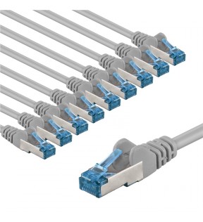 Goobay CAT 6A Patch Cable S/FTP (PiMF), 1 m, grey, Set of 10, Dust protection Bag - copper conductor (CU), halogen-free 