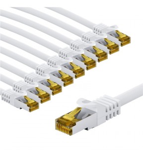 Goobay RJ45 Patch Cord CAT 6A S/FTP (PiMF), 500 MHz, with CAT 7 Raw Cable, 3 m, white, Set of 10, Dust protection Bag - 