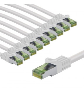 Goobay GHMT-certified CAT 8.1 Patch Cord,  S/FTP, 5 m, white, Set of 10, Cable Tag - copper conductor, LSZH halogen-free