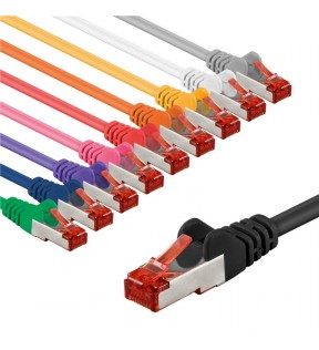 Goobay CAT 6 Patch Cable S/FTP (PiMF), 3 m, Set in 10 Colours, blue-yellow, Dust protection Bag - copper conductor (CU),