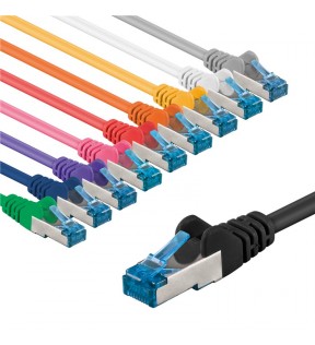 Goobay CAT 6A Patch Cable S/FTP (PiMF), 1 m, Set in 10 Colours, blue-yellow, Dust protection Bag - copper conductor (CU)