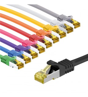 Goobay RJ45 Patch Cord CAT 6A S/FTP (PiMF), 500 MHz, with CAT 7 Raw Cable, 5 m, Set in 10 Colours, blue-yellow, Dust pro