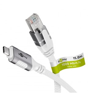 Goobay USB-C™ 3.1 to RJ45 Ethernet Cable, white, Brown Box - connects router, modem or network switch to USB-C™ port