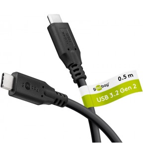 Goobay USB-C™ Cable, USB 3.2, 100 W, 10 Gbit/s, Power Delivery, 0.5 m, Cable Tag - USB-C™ connector > USB-C™ co