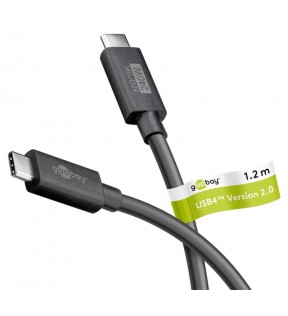 Goobay USB-C™ Cable, USB4™ Version 2.0, 240 W, 80 Gbit/s, Power Delivery, 1.2 m, black, Cable Tag - USB-C™ connect